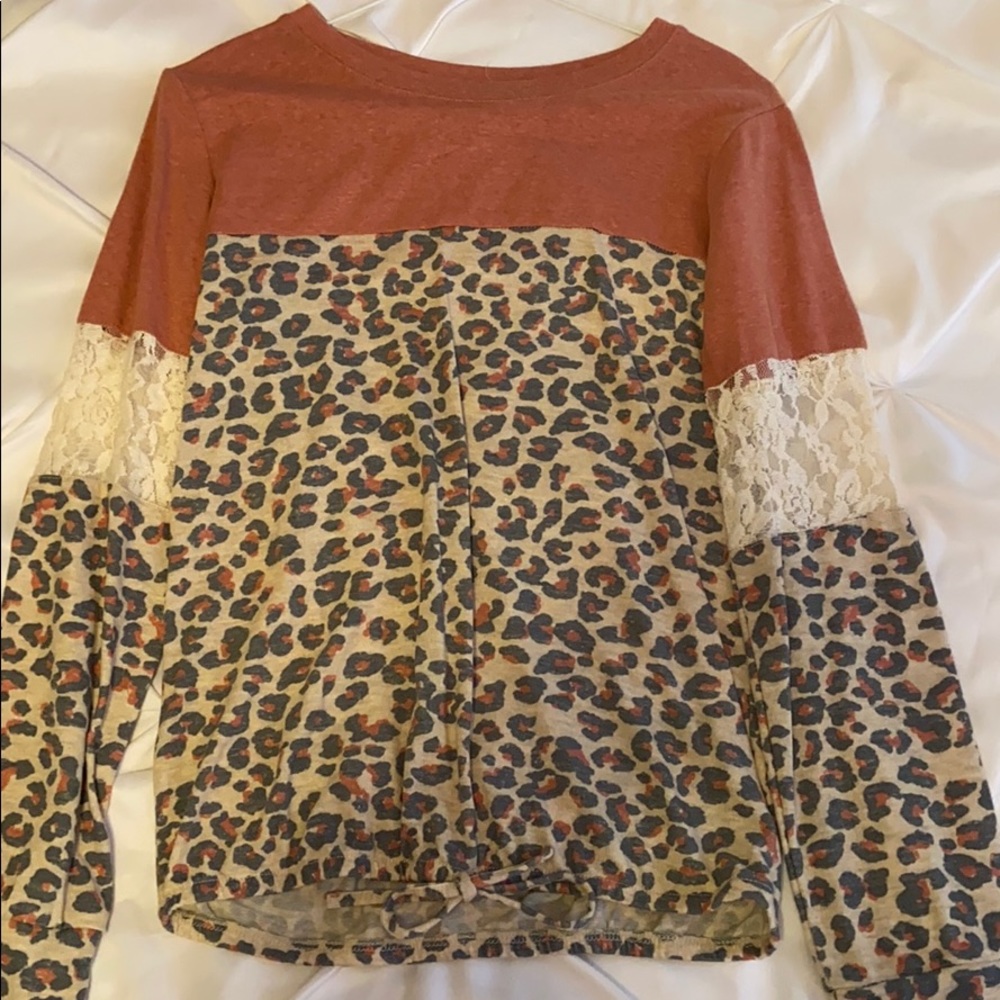 Jolt Long Sleeved Cheetah Print Blouse